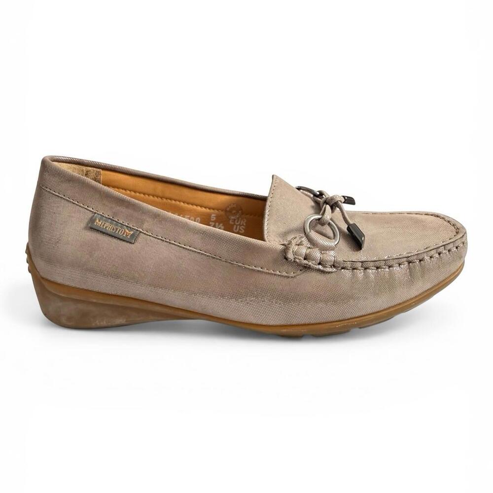 Mephisto Leather Loafers Women EU 38 US 7.5 Taupe Comfort Slip On Shoes Moccasin